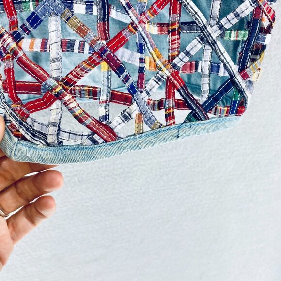 Vintage Cottagecore Vest Womens M Patchwork Denim Boho Costal Cowgirl Grandma - Picture 7 of 12